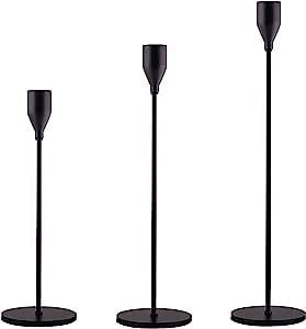 Matte Black Candle Holders Set of 3pcs for Taper Candles, Elegant Candlestick Holder fits About 0... | Amazon (US)