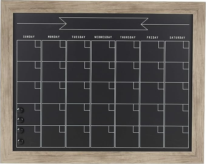 DesignOvation Beatrice Framed Magnetic Chalkboard Monthly Calendar, 23x29, Rustic Brown | Amazon (US)