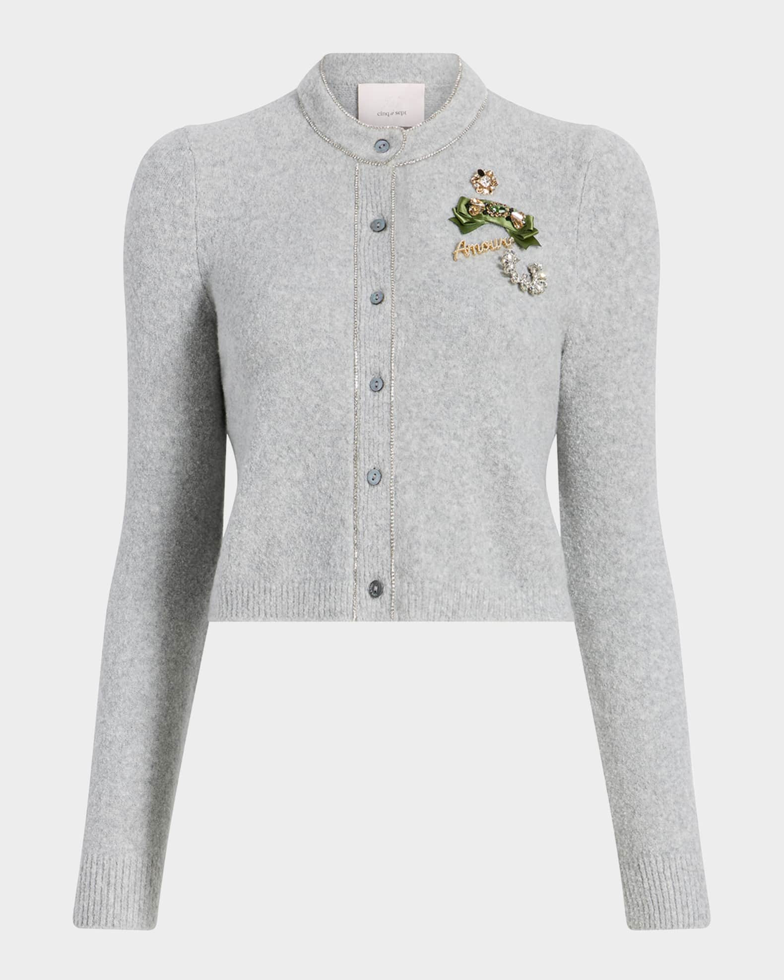 Cinq a Sept Allura Embroidered Cropped Cardigan | Neiman Marcus
