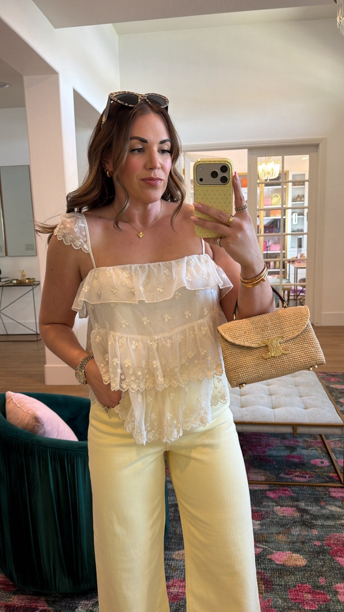 curvy midsize feminine spring butter yellow outfit 💛 wearing size large in lace camisole top and size 30 in butter yellow denim 

#LTKSeasonal #LTKMidsize