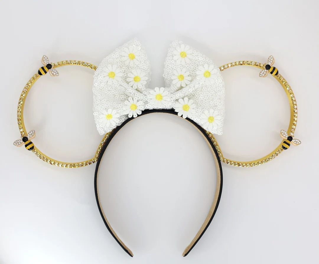 3D Daisy Sparkly Bee Mouse Ears | Etsy (US)