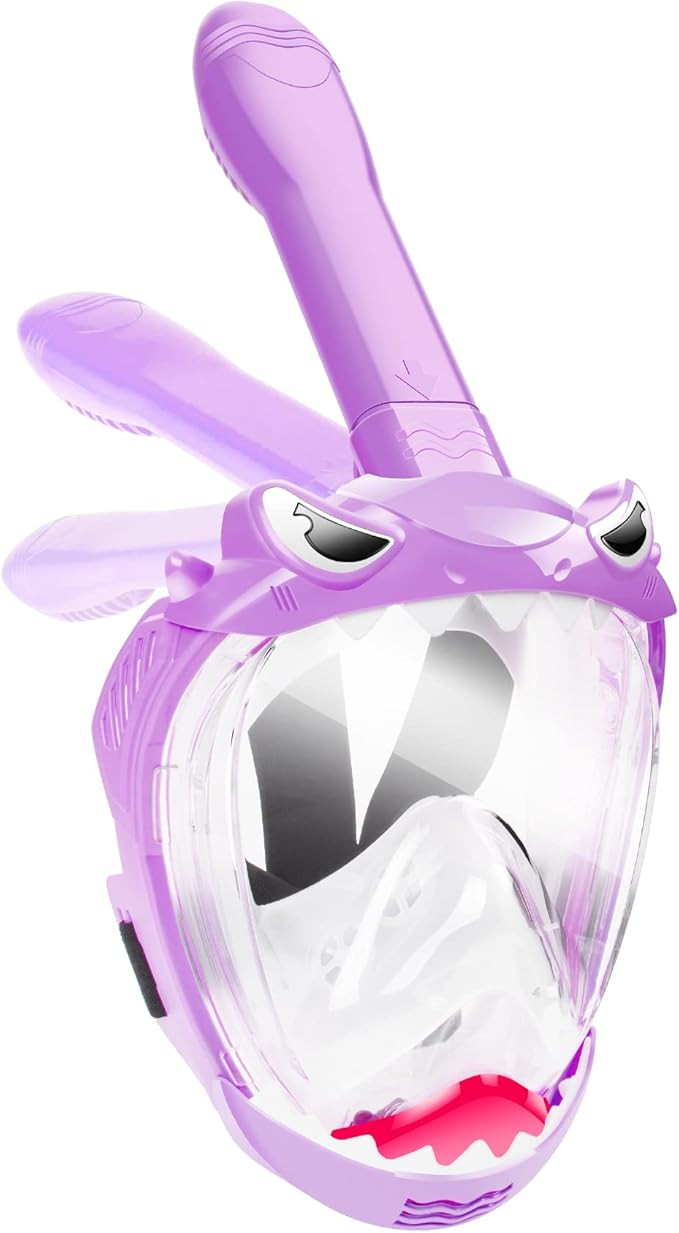 Full Face Snorkel Mask for Kids with 180° Panoramic View, Snorkeling Set Featuring Anti-Leak and... | Amazon (US)