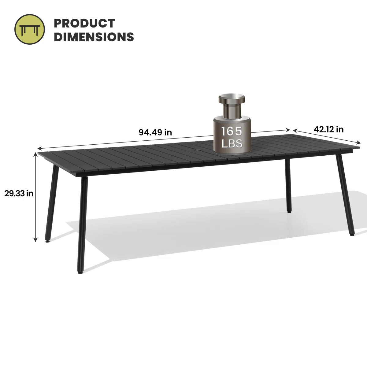 Patio Dining Table With Umbrella Hole and Aluminum Frame | Wayfair North America