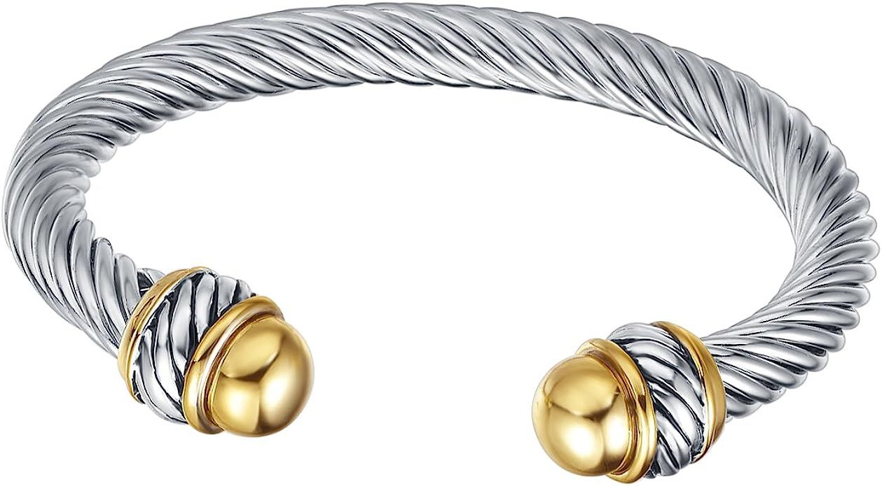 UNY Fashion Jewelry Brand Cable Wire Retro Antique Bangle Elegant Beautiful Valentine | Amazon (US)