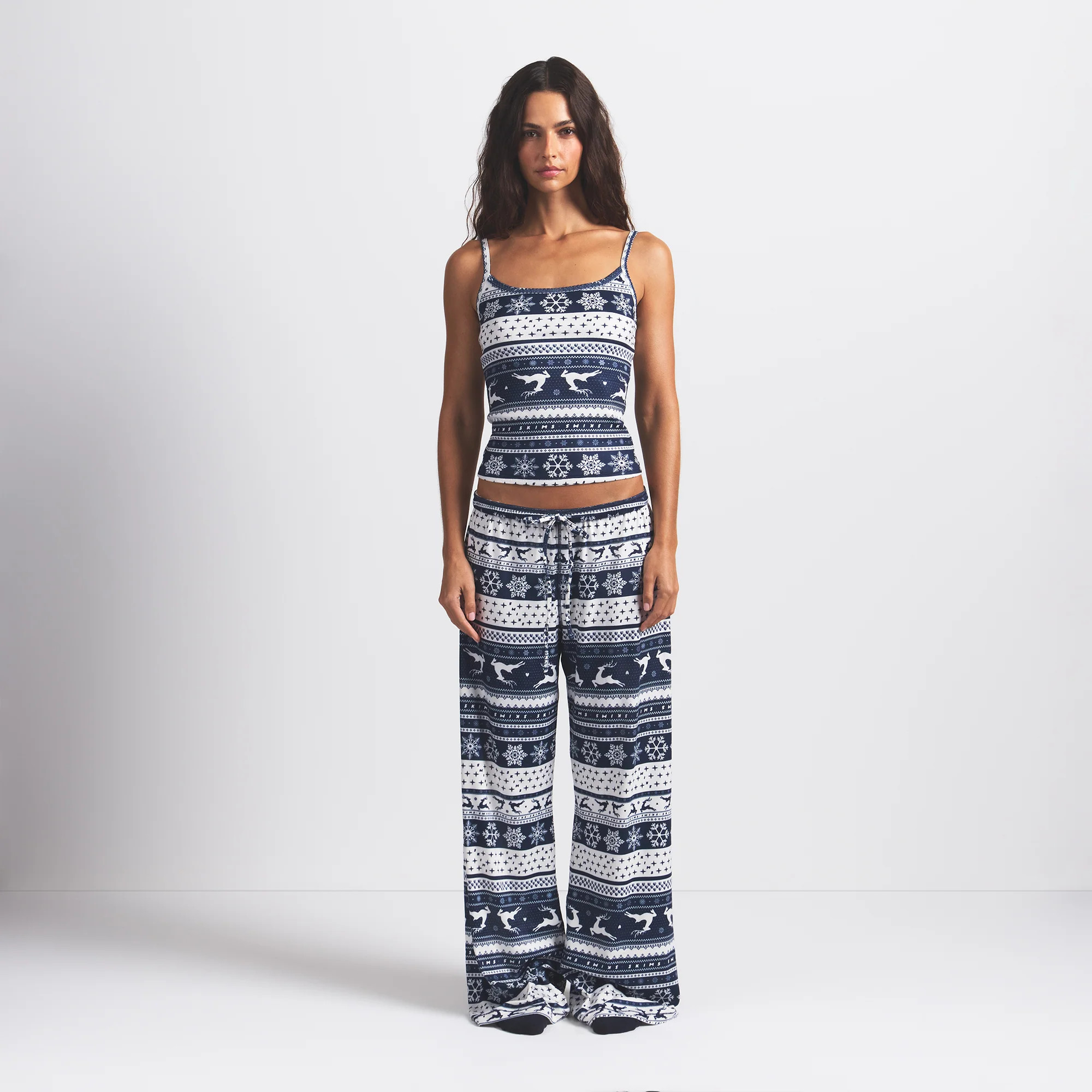 SKIMS Pants Navy Deer Fair Isle | Blue | XL | Logo Plush Pointelle | SKIMS (US)