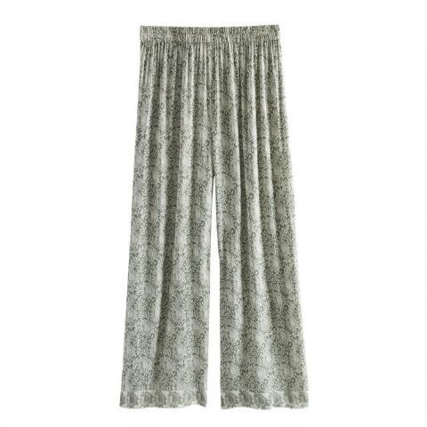 Laurel Green and White Paisley Leaf Pajama Pants | World Market