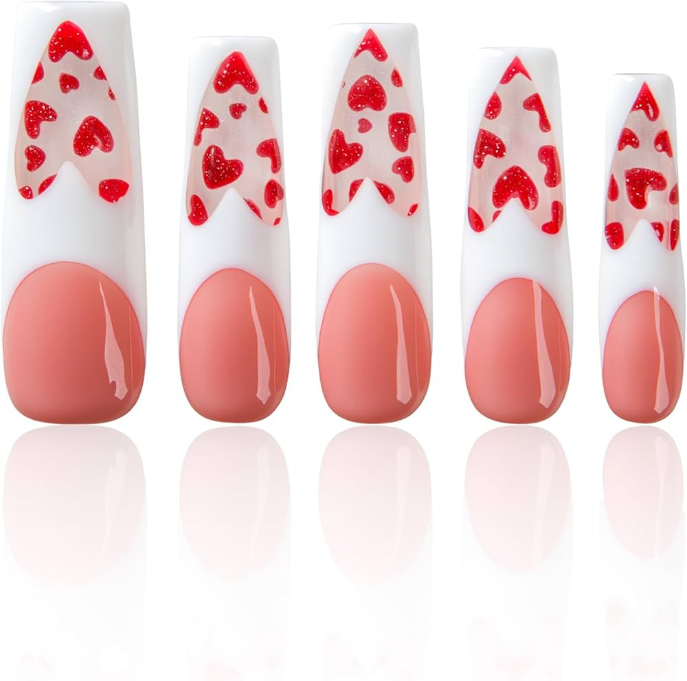 LOVFUL Valentine's Press on Nails Glass Heart | Handmade with Full Covered Crystals | Reusable Fa... | Amazon (US)