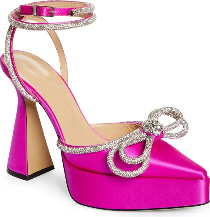 Double Crystal Bow Satin Platform Pump (Women) | Nordstrom