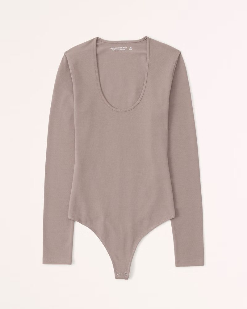Long-Sleeve Scoopneck Bodysuit Brown Bodysuit Bodysuits Fall Outfits 2022 Business Casual  | Abercrombie & Fitch (US)