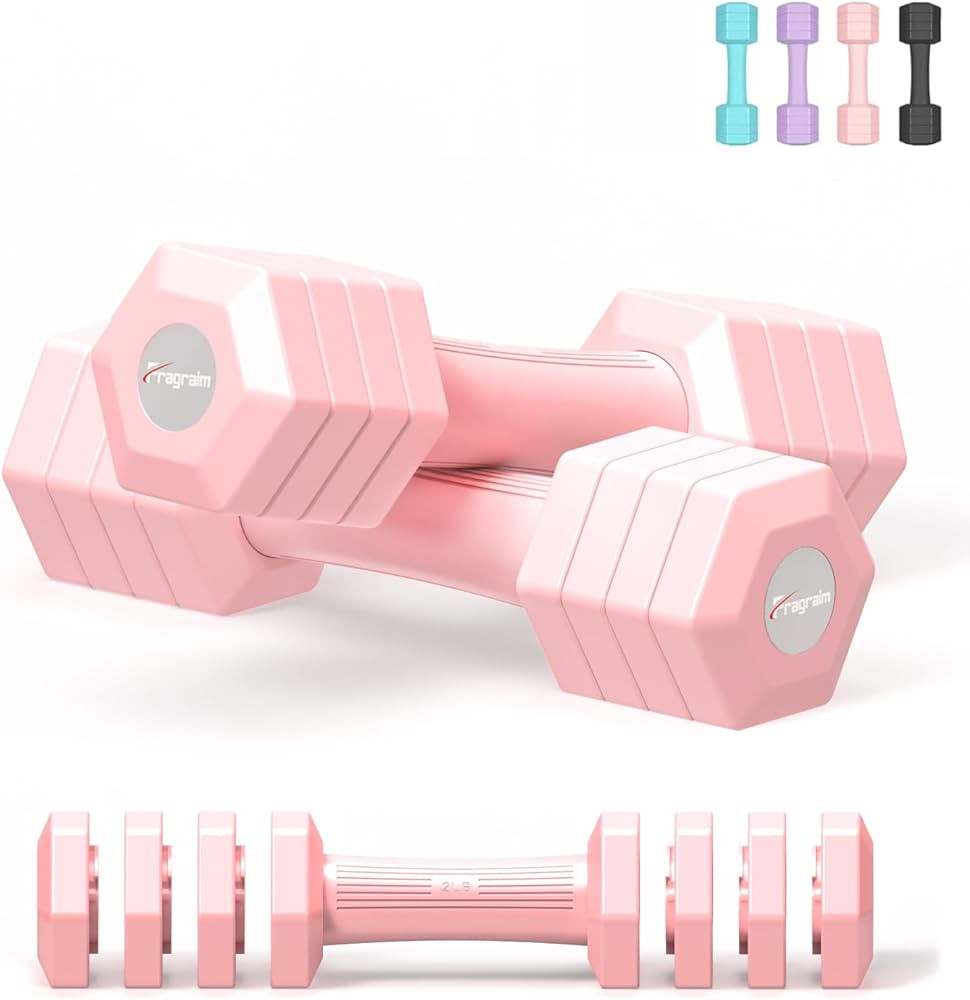 Adjustable Dumbbells Set, 4 in 1 Hand Weights Set for Women Men 10 LB/ 12 LB Dumbbell Pair Each 2... | Amazon (US)