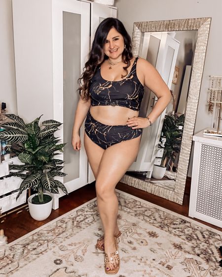 Love this full coverage high waisted bikini with marbelized details! 

Black swimsuit, amazon swimsuit, curvy swimsuit 

#LTKSeasonal #LTKtravel #LTKcurves