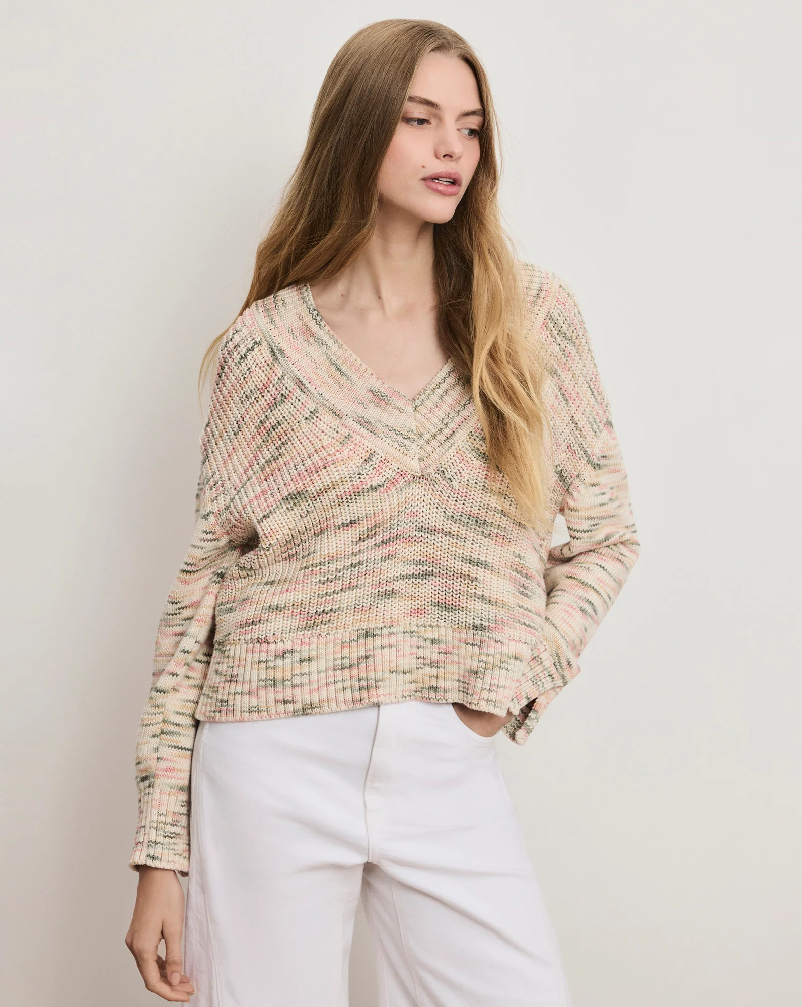 Veronica Beard Anola V-Neck Sweater Petal Multi | Veronica Beard