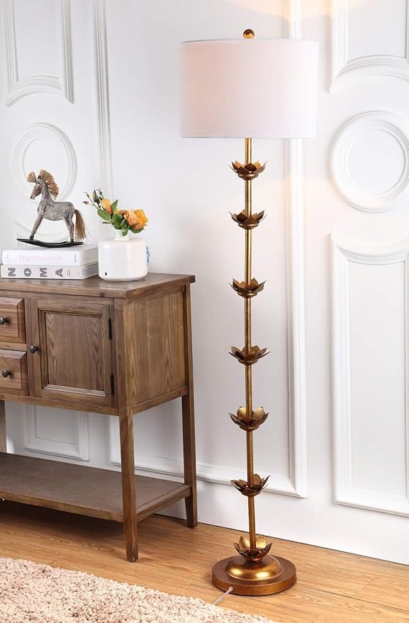 Safavieh FLL4003A Lighting Collection Landen Leaf 63.5" Antique Gold Floor Lamp | Amazon (US)