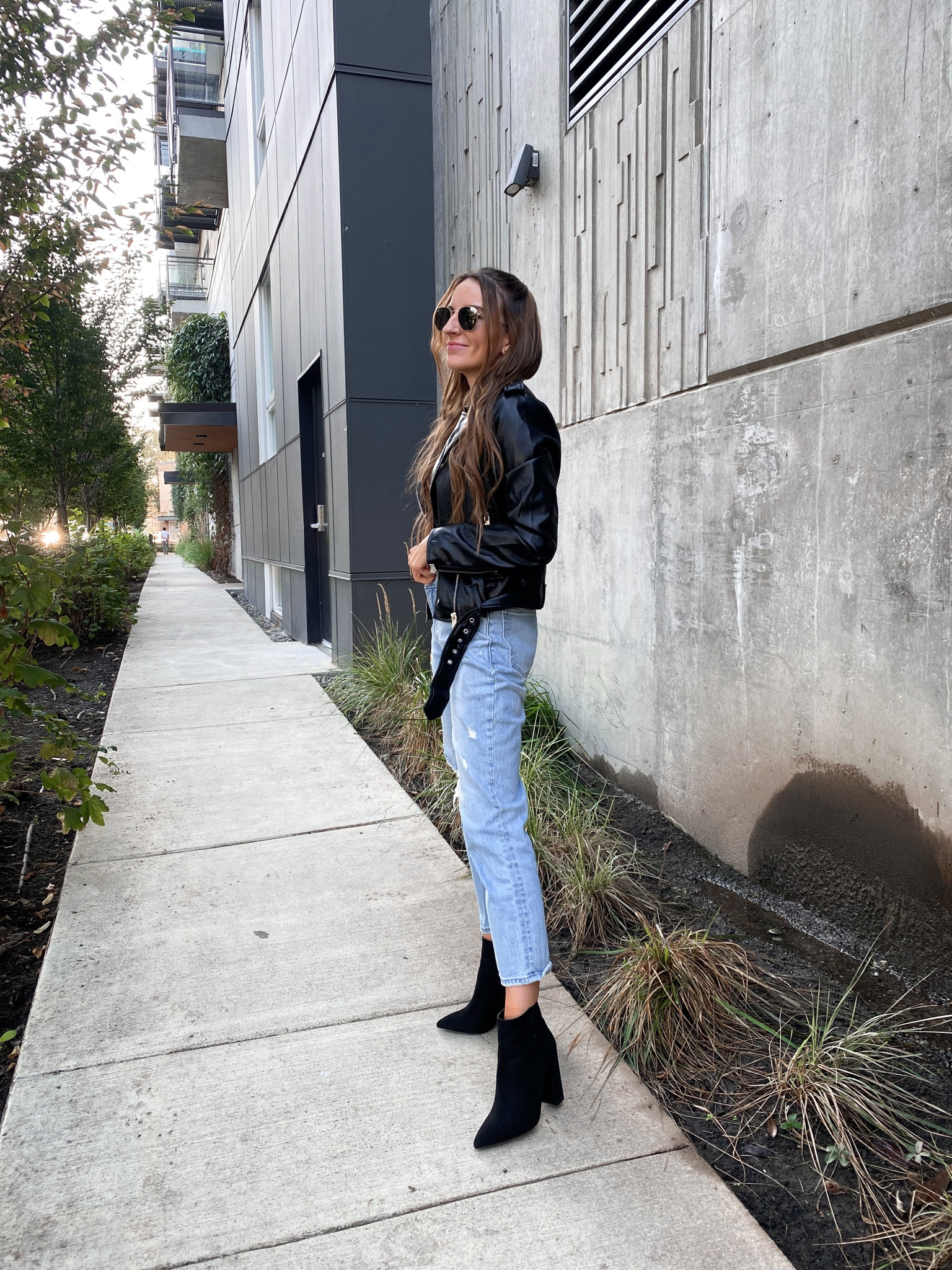 Moto jacket + black ankle booties from JustFab // jeans from Abercrombie last year #JustFabPartner

#LTKstyletip #LTKshoecrush #LTKSeasonal