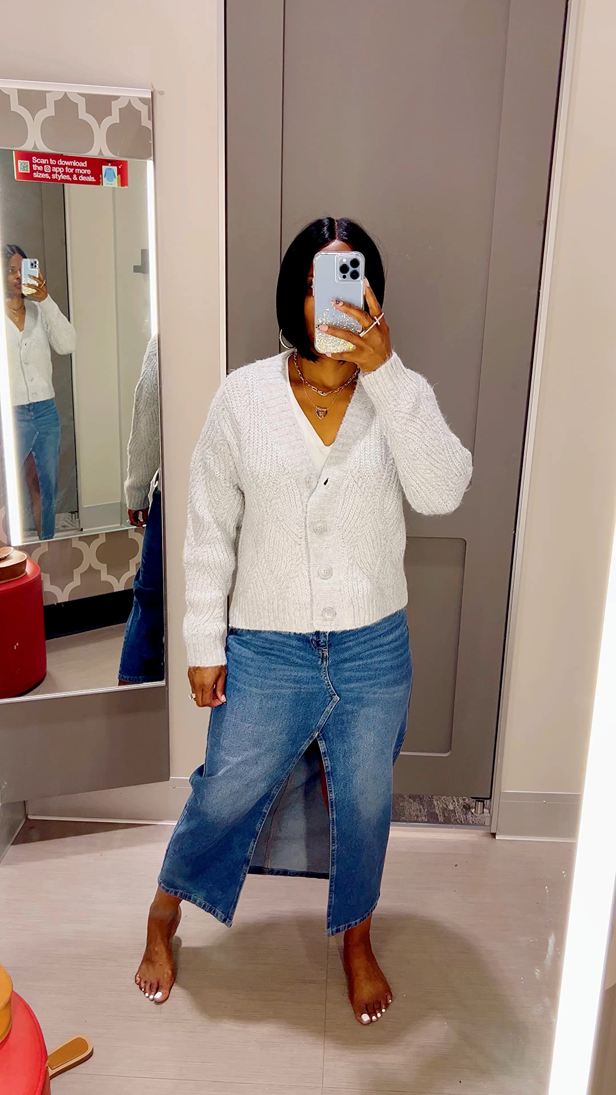 Stylish and attending in a cardi! 