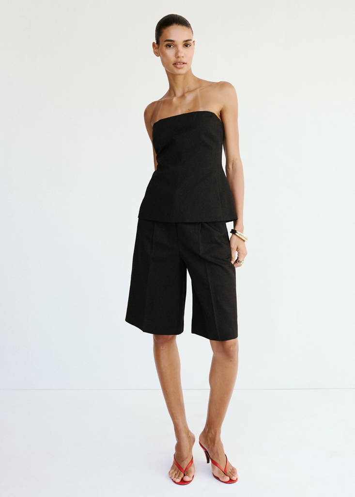 Straight linen Bermuda shorts black - Women - 14 - MANGO | MANGO (UK)