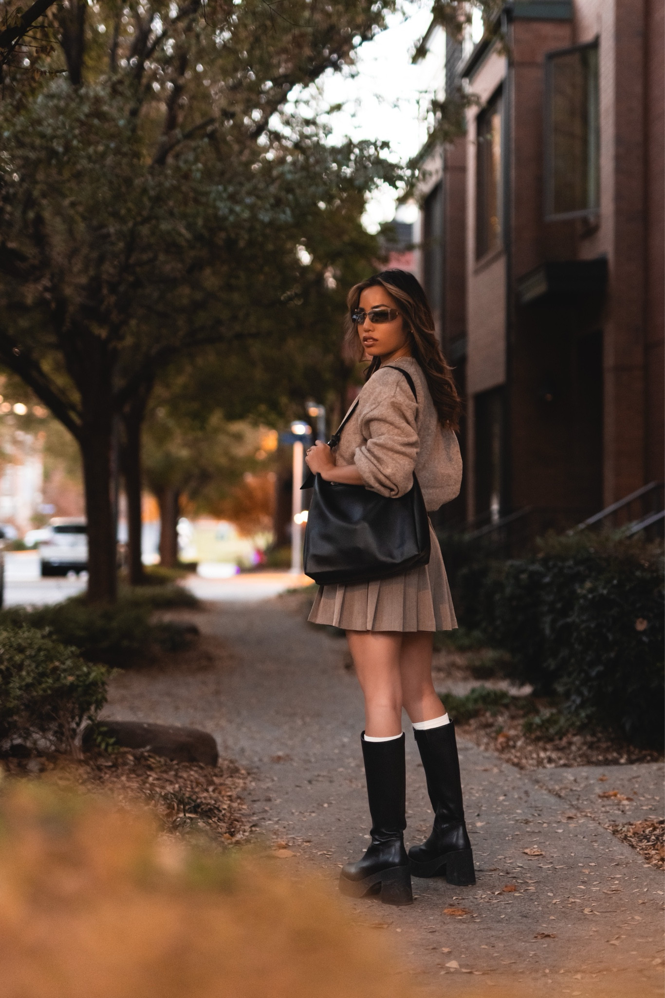 🍂 fall outfit inspo | fall outfit ideas | pleated skirt | sweater weather | sweater season | beige and black outfits | fall fashion | Dezi shades 

#LTKSeasonal #LTKSaleAlert #LTKStyleTip