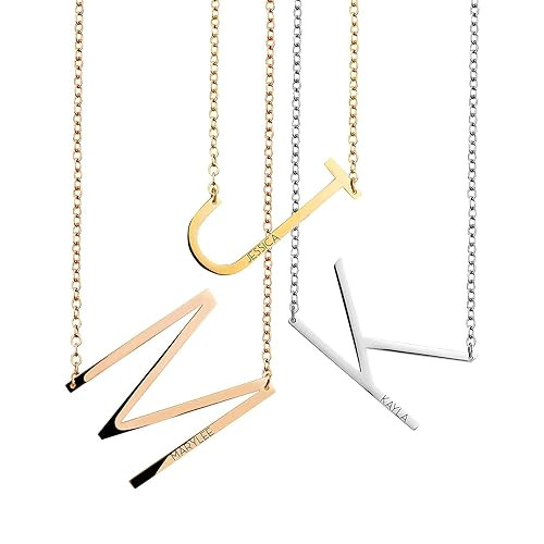 Mothers Day Gifts Sideways Initial Necklace Gift for her Birthday Gift Personalized Gift Mignonan... | Amazon (US)