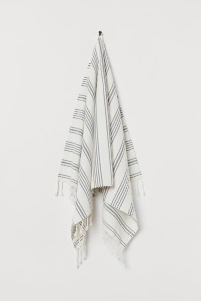 Striped Bath Towel - White/gray striped - Home All | H&M US | H&M (US + CA)