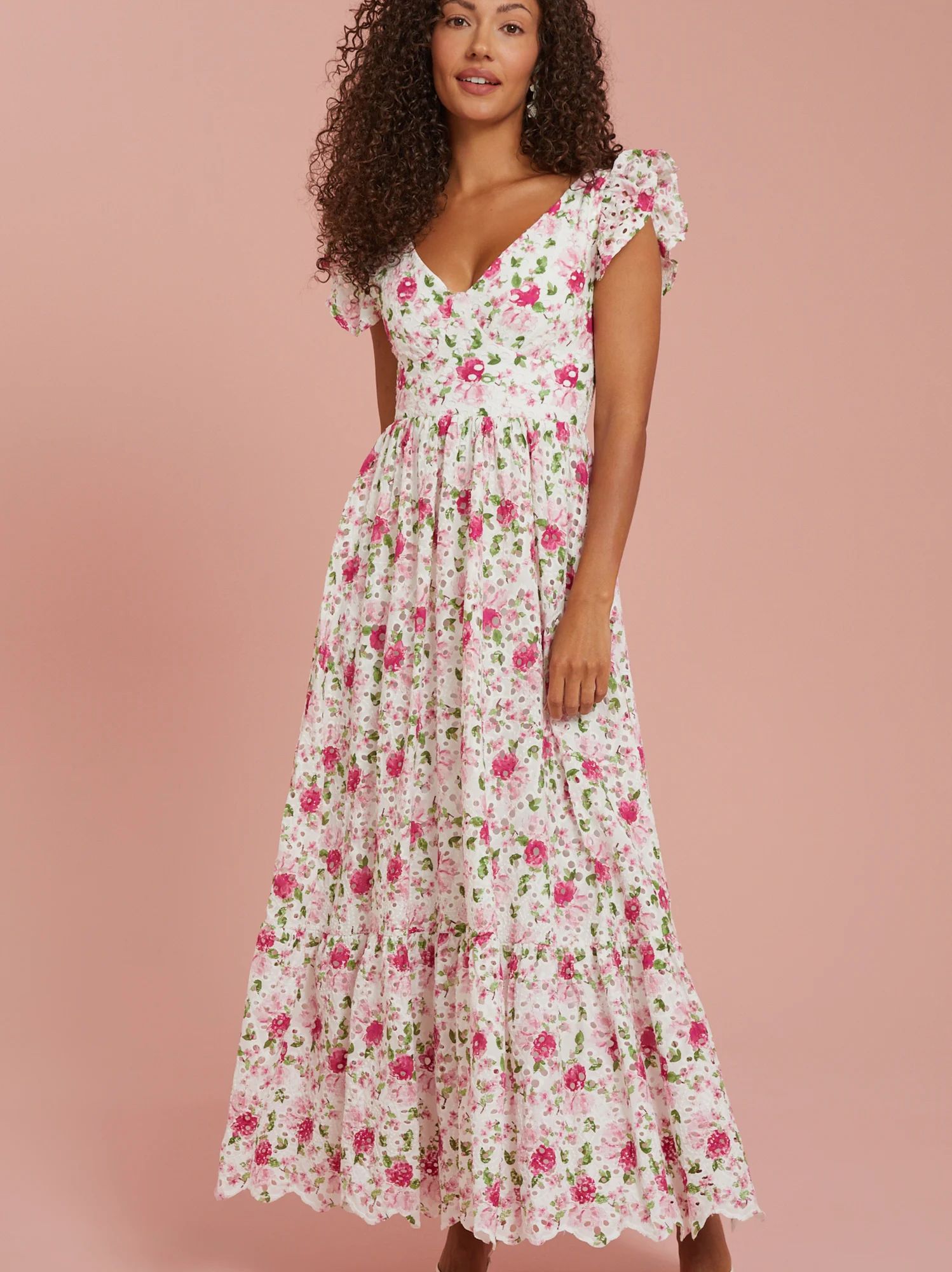 Lindi Eyelet Floral Maxi Dress in Ivory | Altar'd State | Altar'd State