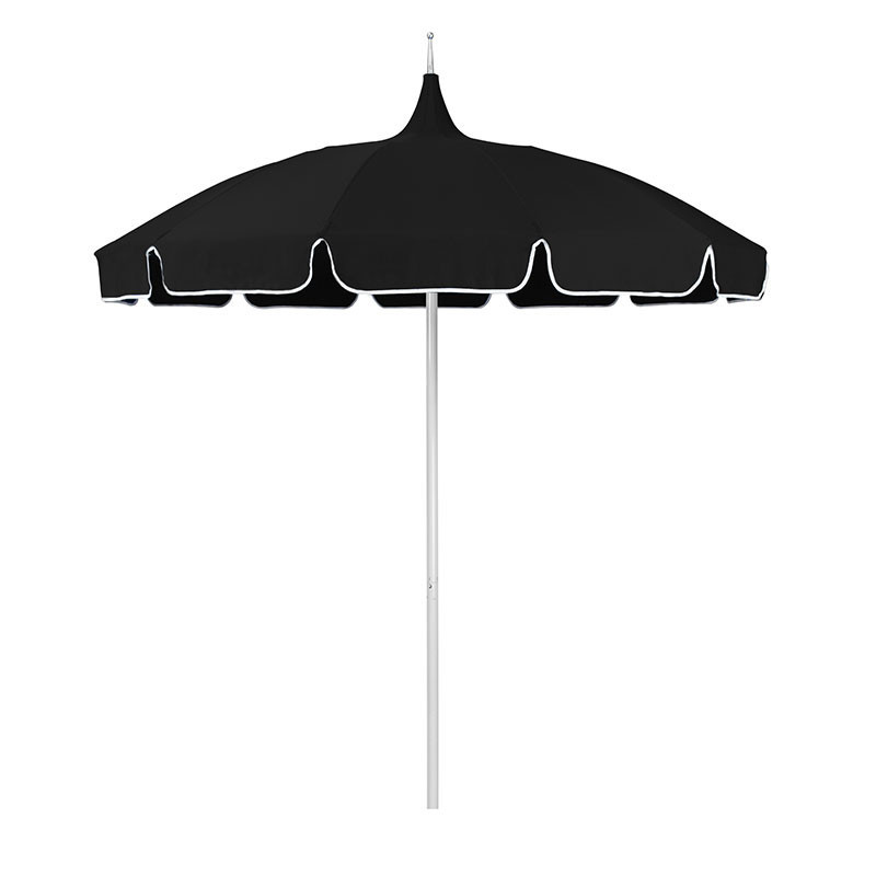 Round Solid Pagoda Outdoor Patio Umbrella, Fiberglass with Push Lift - Black, 8.5', Sunbrella | The Company Store | The Company Store