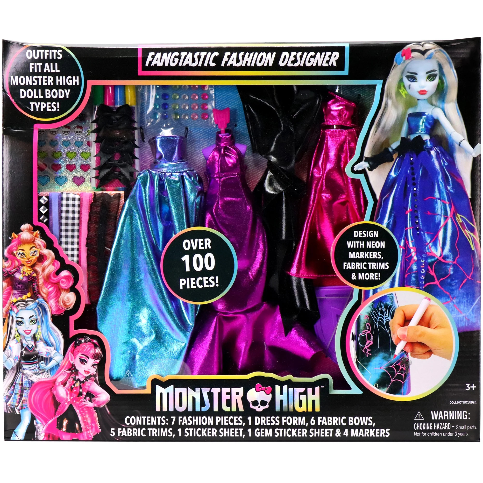 Tara Toy: Monster High Fangtastic Fashion Designer - Doll Dress Outfit Kit, Customize W/ Neon Mar... | Walmart (US)