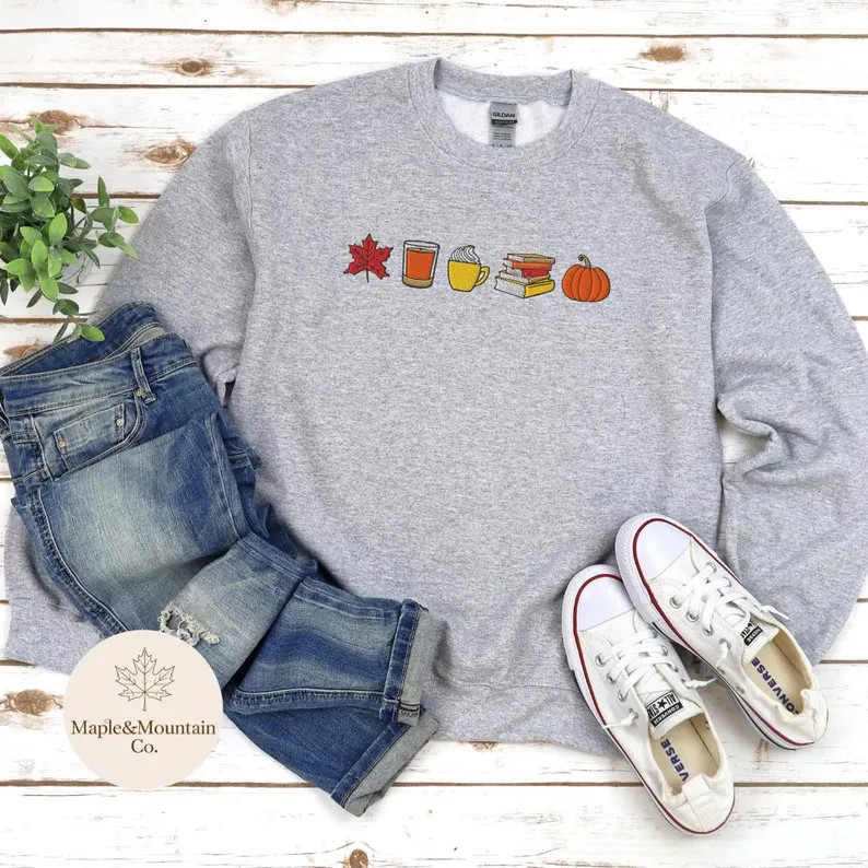 Embroidered Fall Sweatshirt, Cozy Fall Sweatshirt, Thanksgiving Sweatshirt, Cottagecore Fall, Emb... | Etsy (Global)
