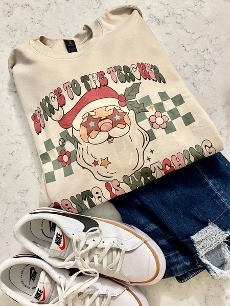 Teacher Christmas Outfit of the Day! Love a good Etsy Christmas sweatshirt with my Nikes. 

#LTKunder50 #LTKSeasonal #LTKshoecrush