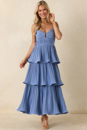 ASTR The Label Lupin Blue Tiered Maxi Dress | Red Dress