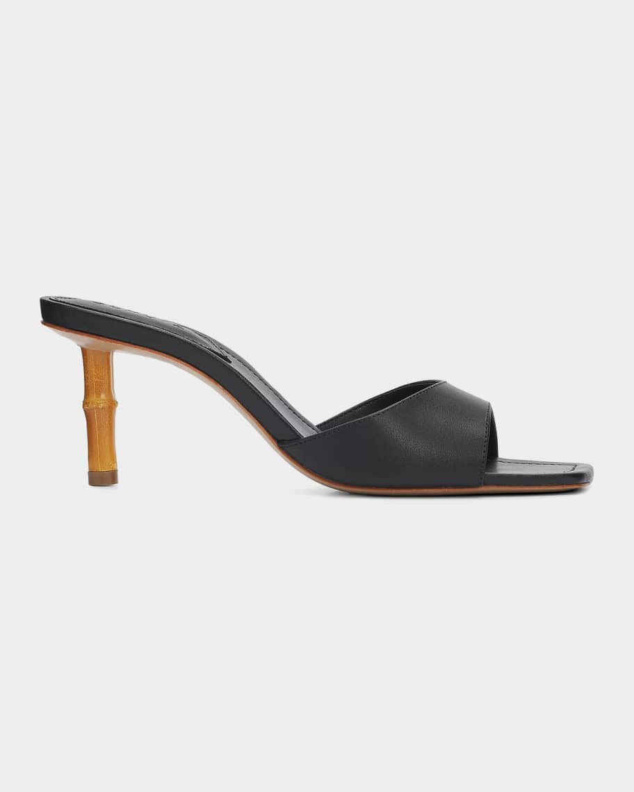 Schutz 75mm Leena Leather Bamboo-Heel Mules | Neiman Marcus