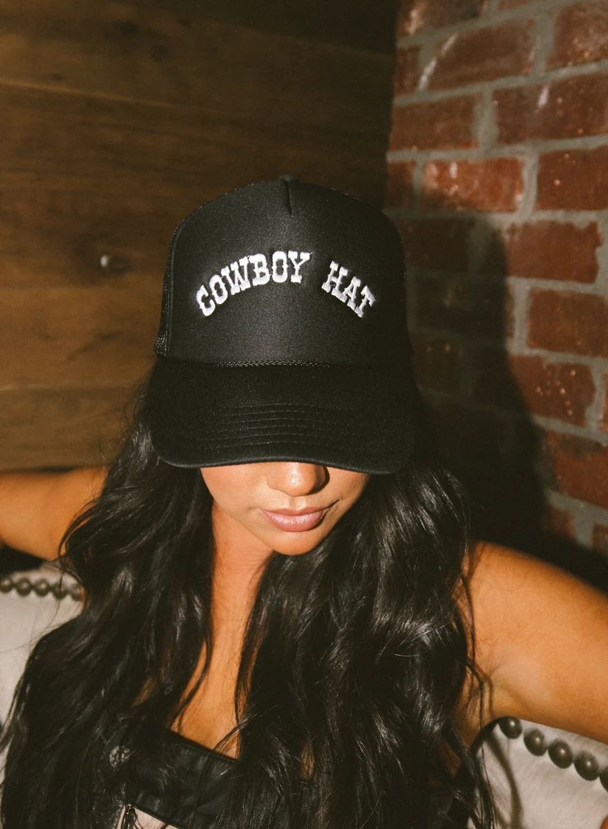 Cowboy Hat Trucker Hat - Black | KenzKustomz