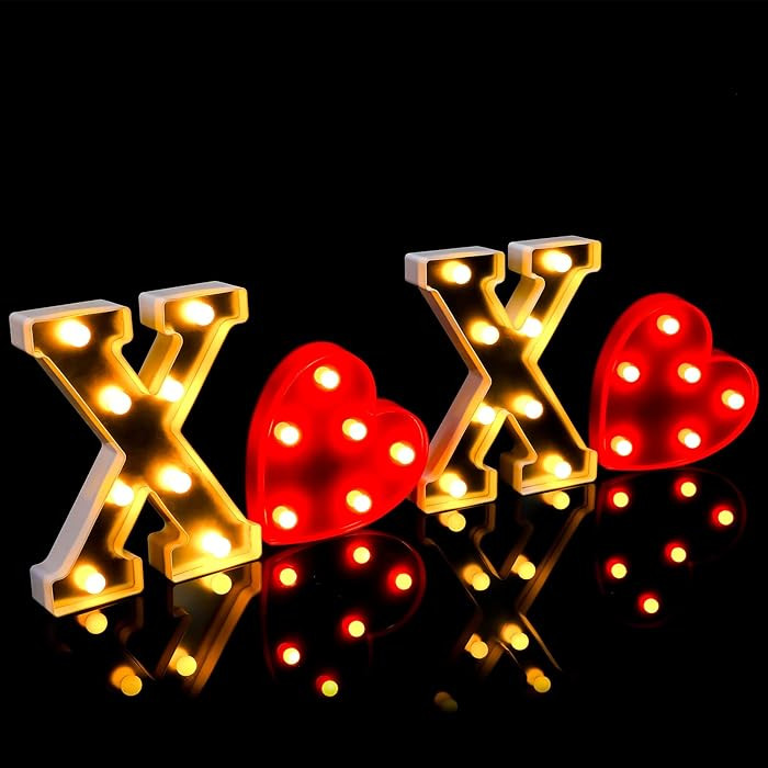 Cunno Valentines XOXO LED Light up Letters Sign XOXO Alphabet Decoration Heart LED Decoration Han... | Amazon (US)