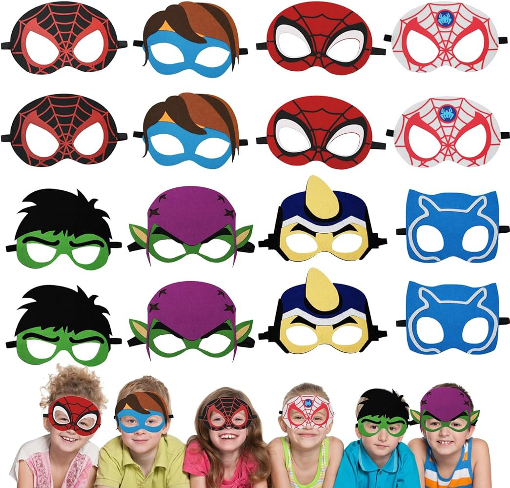 Masks Party Favors for Kids, 16 Packs Supplies for Kids Dress Up Birthday Gift Halloween Cosplay ... | Amazon (US)