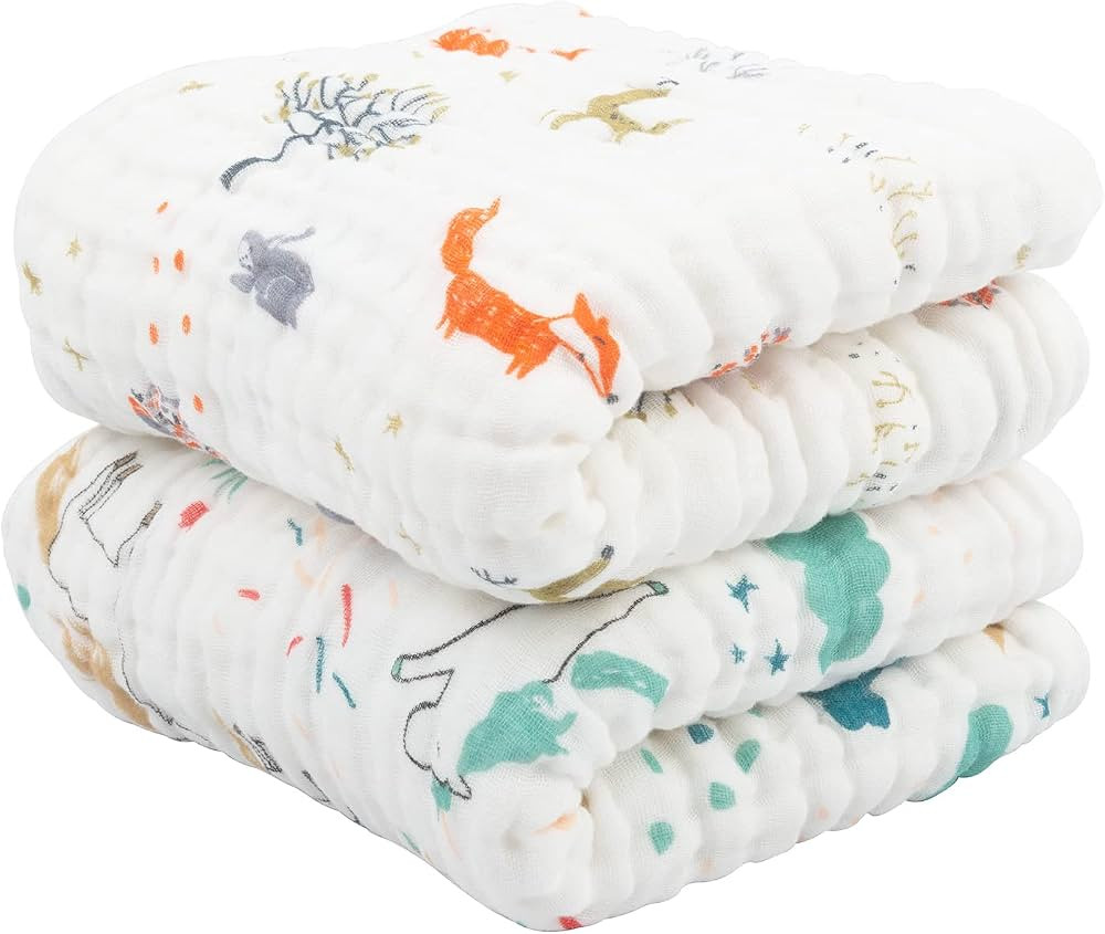 babygoal Baby Bath Towel 2 Pack, 100% Muslin Cotton Hooded Towel for Newborn,Toddler,Infant, Abso... | Amazon (US)