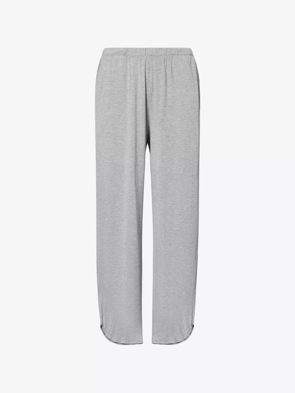 Curved-Hem Wide-Leg Mid-Rise Jersey Trousers | Selfridges