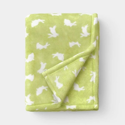 Plush Bunny Printed Throw Blanket Green/Ivory - Room Essentials™ | Target