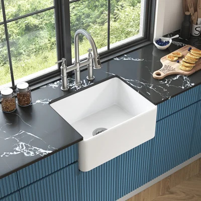 Inch White Farmhouse Sink Deep Apron Sink Undermount Farmhouse Kitchen Sink Single Farm Sink | Wayfair North America