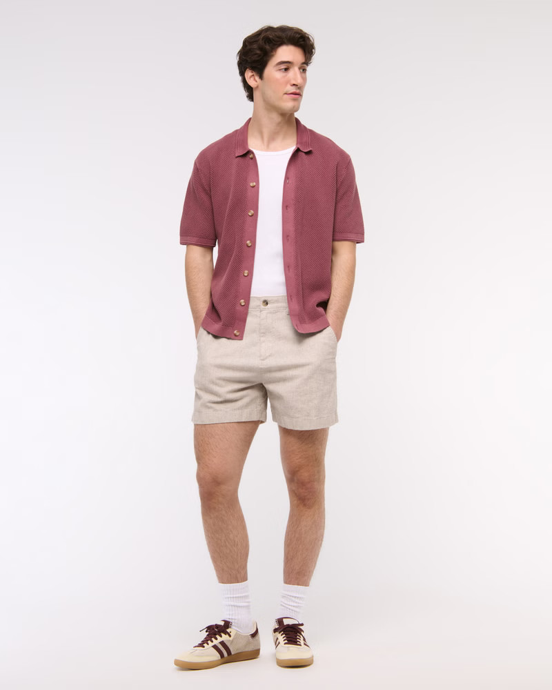 Linen-Blend Plainfront Short | Abercrombie & Fitch (US)