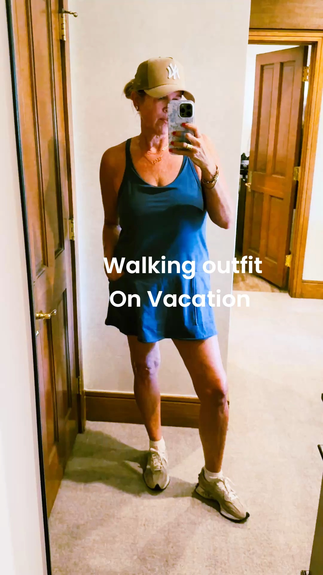 Affordable walking outfit on vacation ✔️

Easy to pack and easy to wear

This dress has a built in bra, built in shorts 
Front pocket and so soft….

Comes in several colors and fits tts 

New balance tennis shoes, so comfy and my go too 

NY baseball cap 

My go to manufacturers diamond 6 ct earrings

#LTKdayinmylife #LTKgrwm #LTKfitnessgoals
