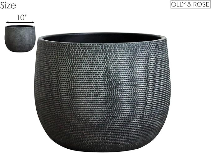 Olly & Rose Barcelona Ceramic Plant Pot Large 10 Inch - Charcoal Black Flower Pots - Plant Pots I... | Amazon (US)