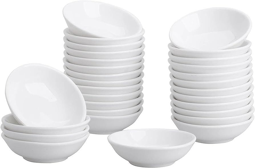 UIBFCWN Sauce Dish 30 Pack White Dip Bowls, 1.2 Oz Porcelain Dipping Sauce Bowls/Dishes, Olive Oi... | Amazon (US)
