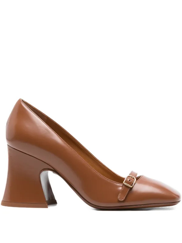 Chloé 75mm Janis buckle-detail Flared Pumps | Brown | FARFETCH SI | Farfetch Global