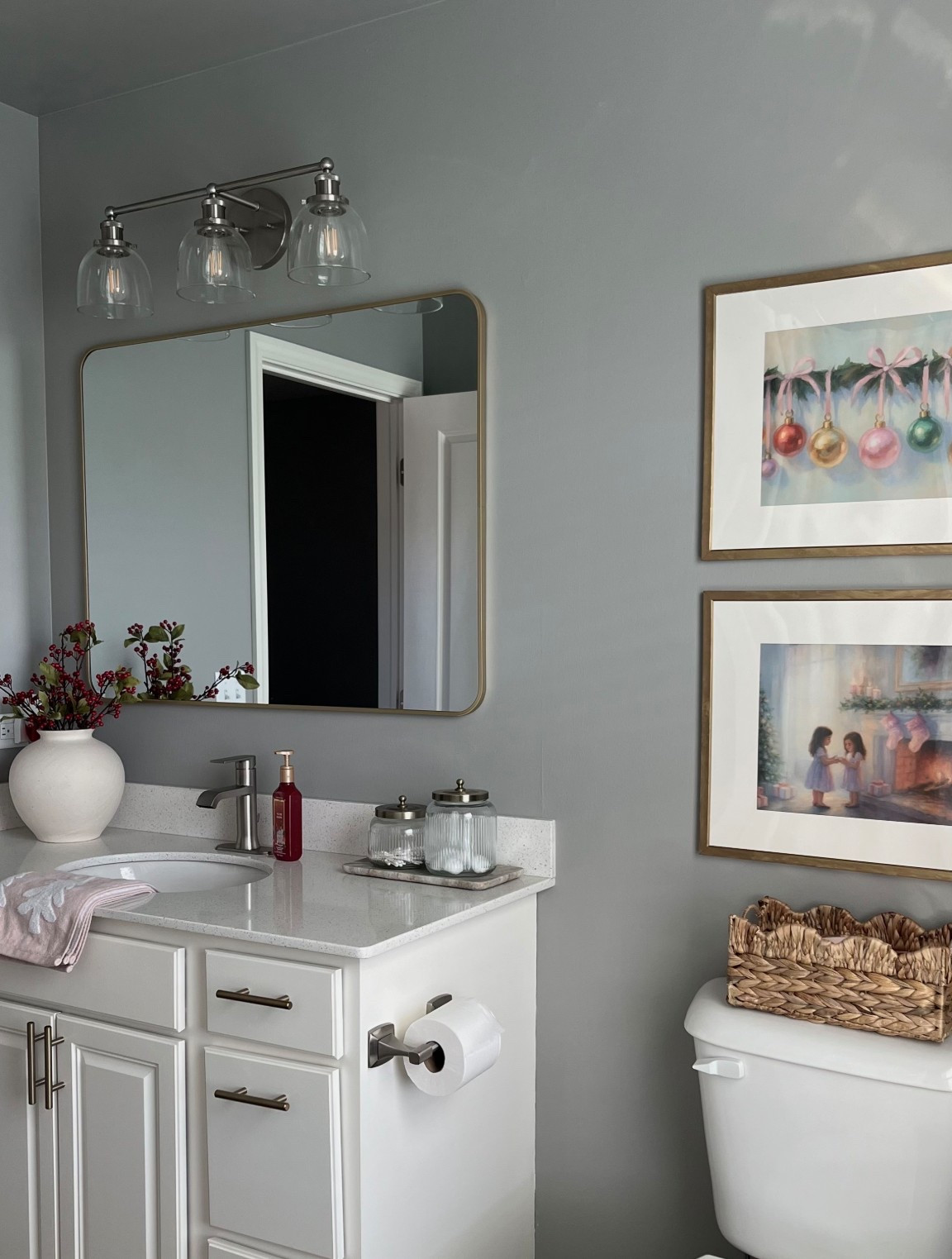 Girls’ holiday bathroom 

#LTKHoliday #LTKHome