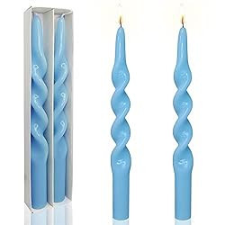 Blue Candlesticks Spiral Taper Candle - Set of 2 Twisted Candle Sticks 10 Inch Long Tapered Candl... | Amazon (US)