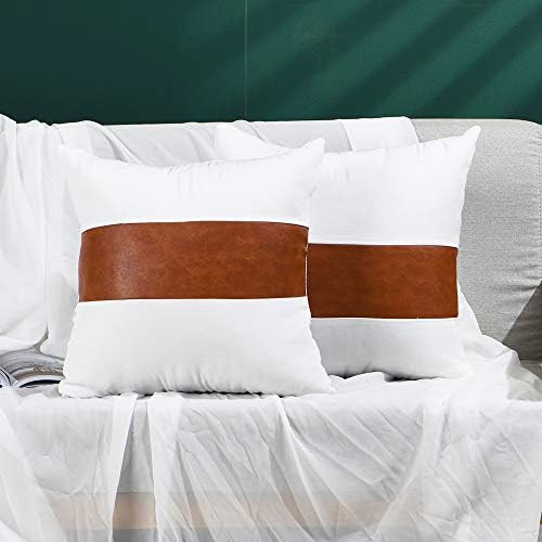 DOONALL Leather Throw Pillow Covers 2 Pack, 20 x20 inches Decorative Pillowcases, Premium Texture... | Amazon (US)