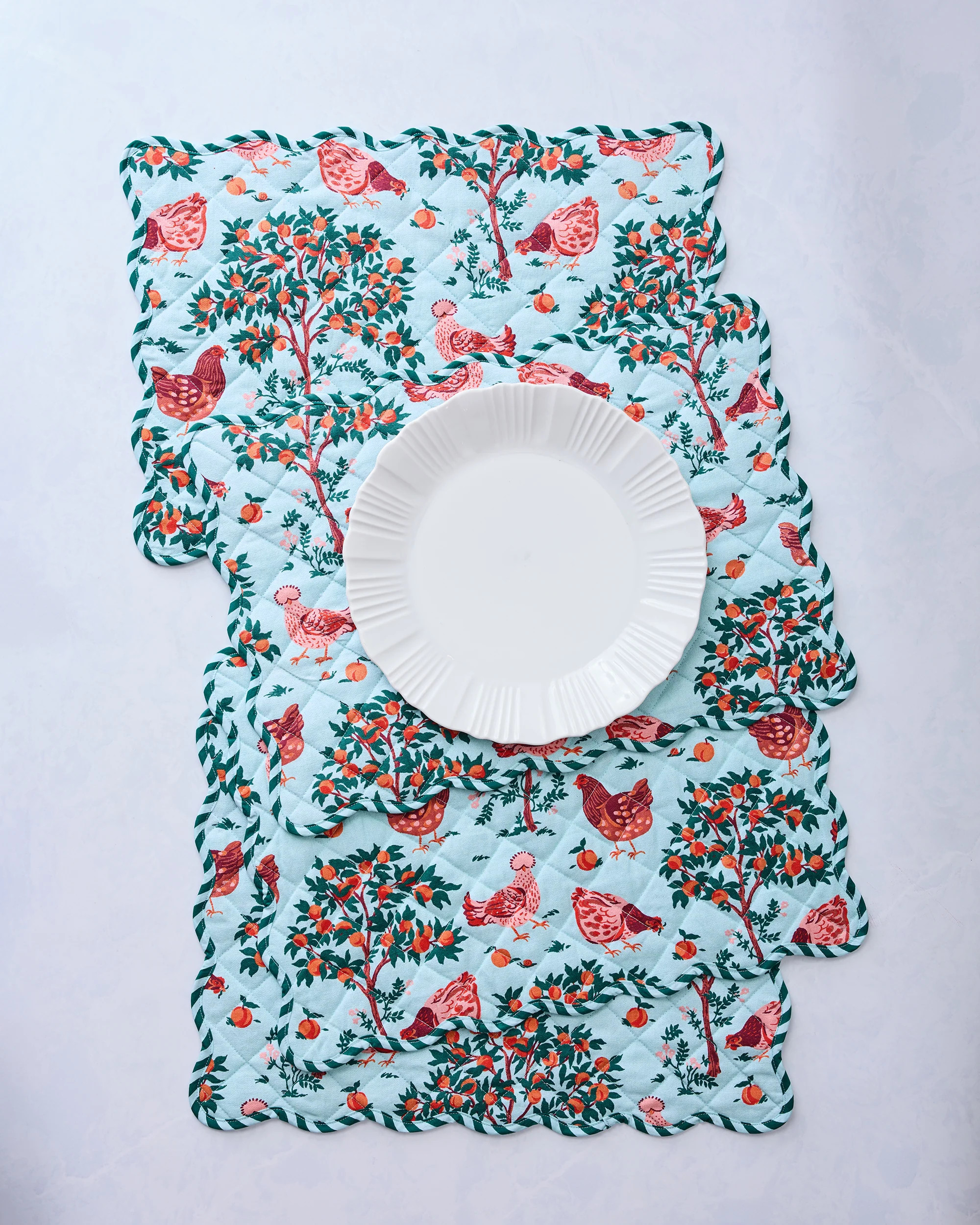 Hen House - Placemats Set Of 4 - Soft Blue | Printfresh