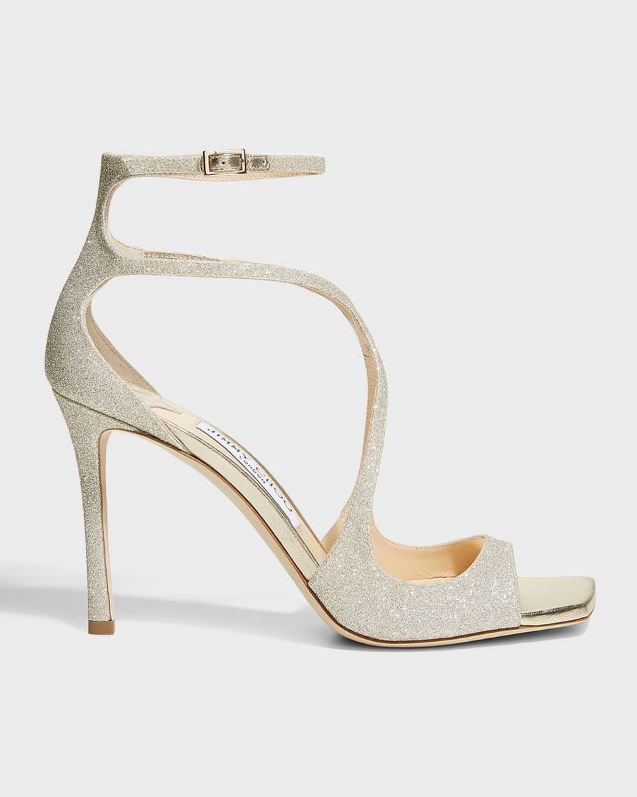 Jimmy Choo Azia Glitter Ankle-Strap Sandals | Neiman Marcus