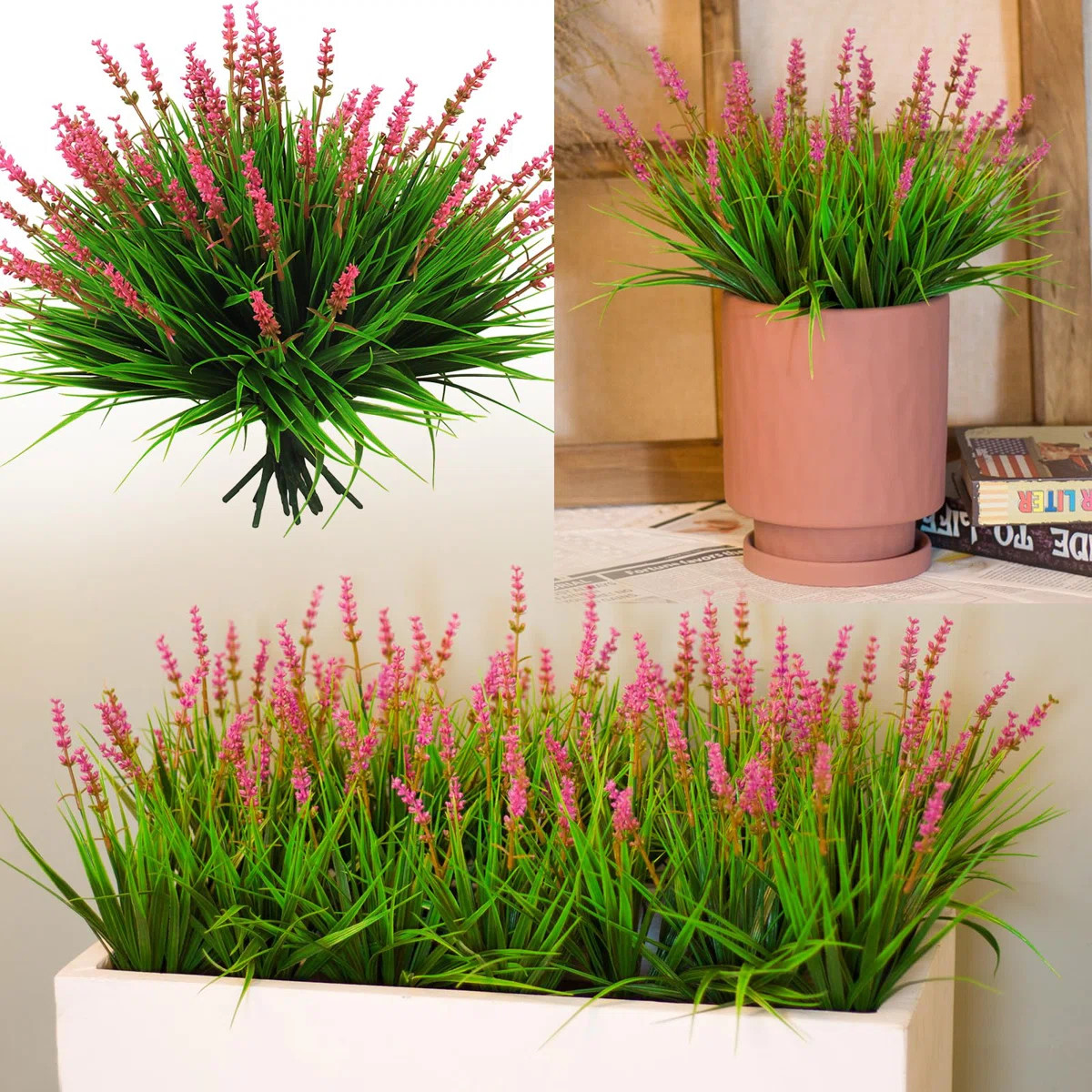 12 Bundles Artificial Plants Outdoor Fake Monkey Grass With Flowers For Pot Garden Verandah Decor... | Wayfair North America