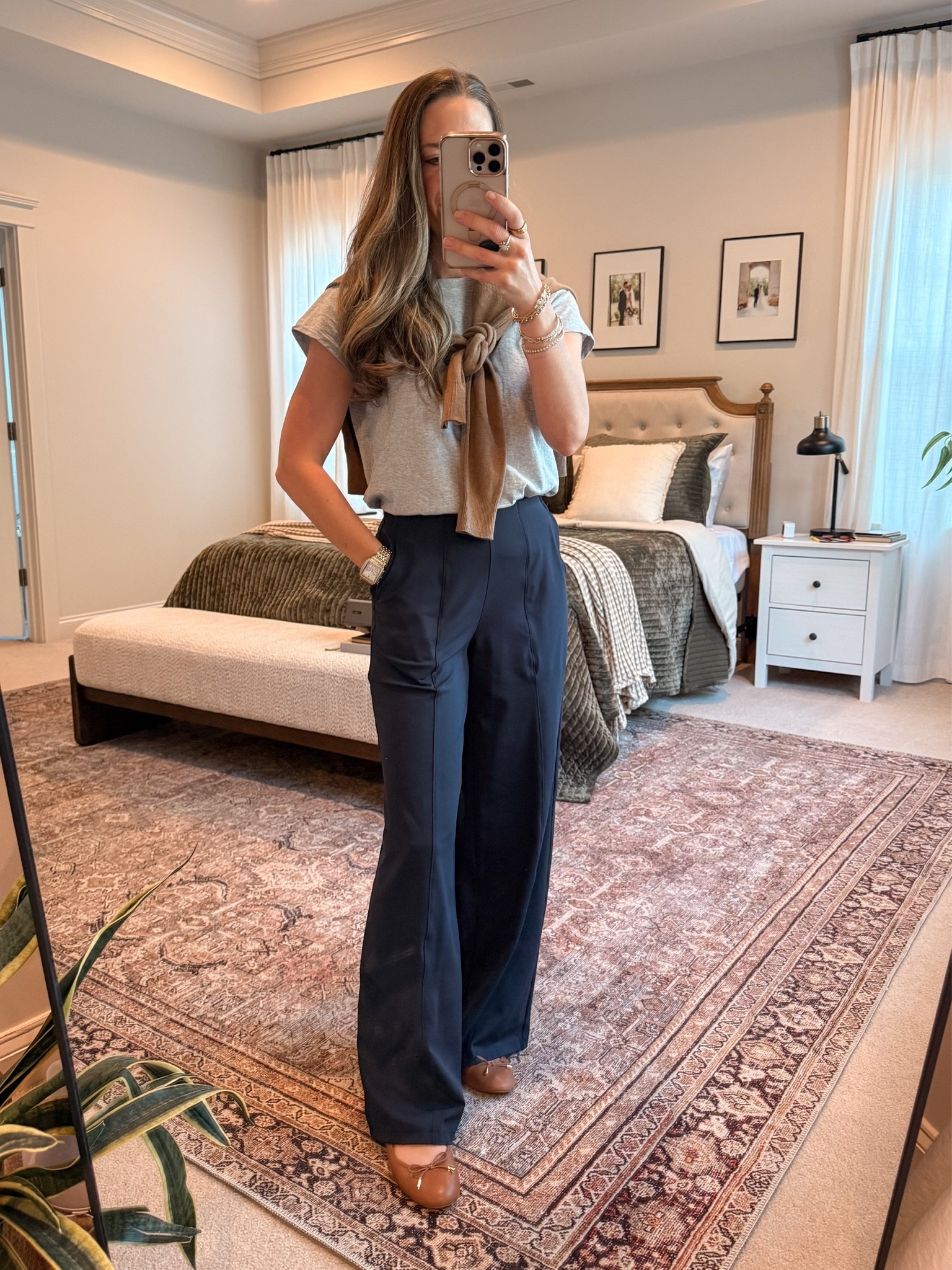 Classic summer workwear look with polished wide leg pants + a simple organic cotton tee. The tee is GOTS-certified 100% organic cotton, and I added a lightweight sweater over the shoulders for cold office AC. Easy casual work outfit / business casual summer outfit / working mom style that still feels comfortable for a full day.

#LTKootd #LTKgrwm #LTKWorkwear