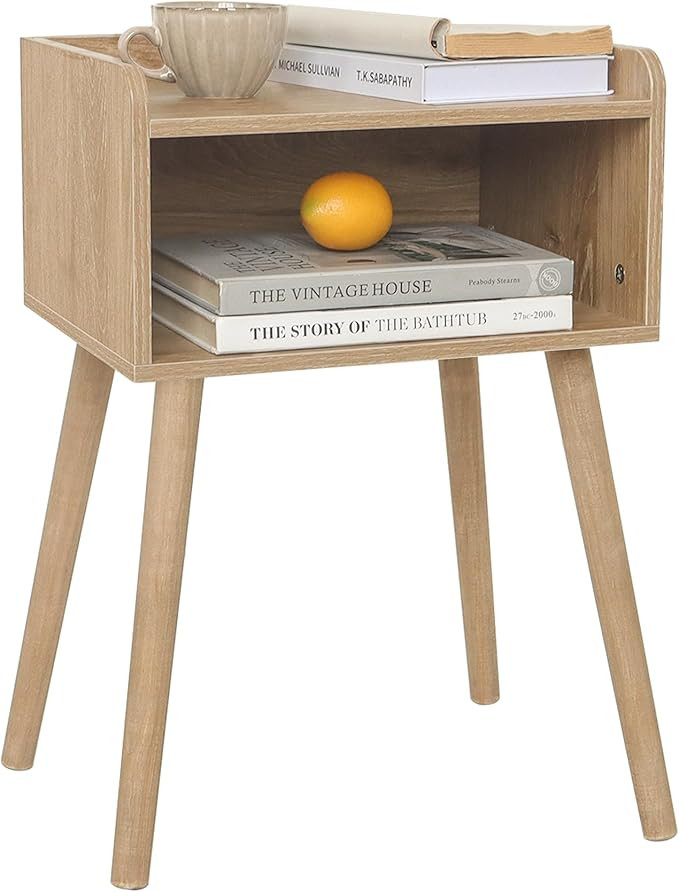 MaxSmeo Nightstand, Mid Century Modern Side Table Bedroom with Storage, Small End Bedside Table w... | Amazon (US)